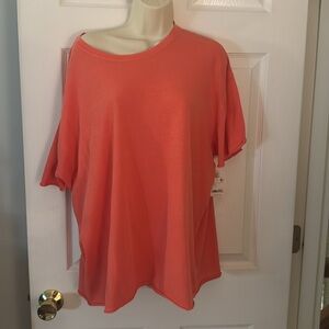 Free People Bright Coral Short Sleeve Tee